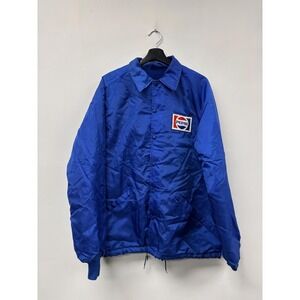 Vintage Pepsi Jacket Mens‎ Large Blue Nylon Swingster Lined Snap Front Coach 80s